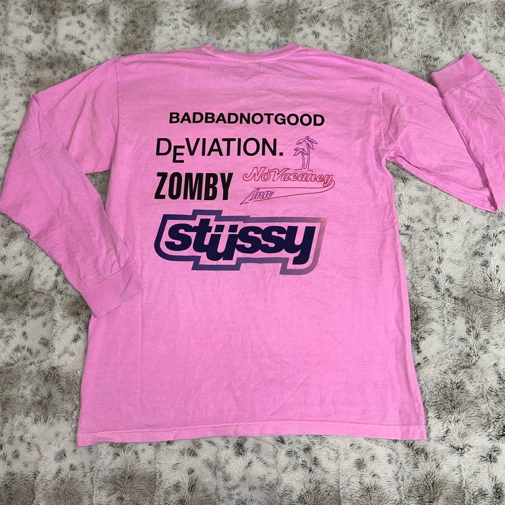 🆕 NWOT Stussy X Deviation X No Vacancy Inn X Badbadnotgood Pink Long Sleeve